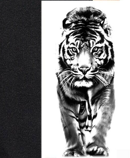 Pacing Tiger Temporary Tattoo Fake Press on Sticker Womens Mens Tattoos Arm Leg
