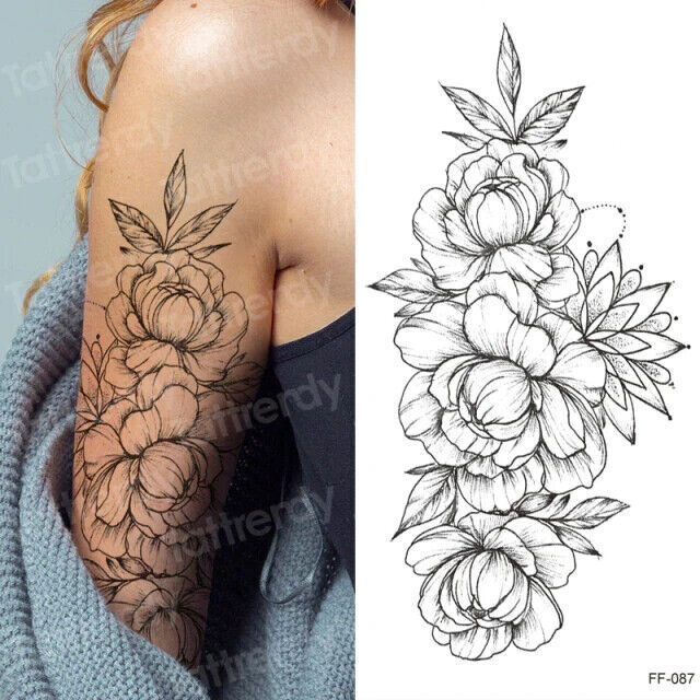 Flower Womens Temporary Tattoo Arm Thigh Leg Chest Fake Sticker Arm Women Tattoo