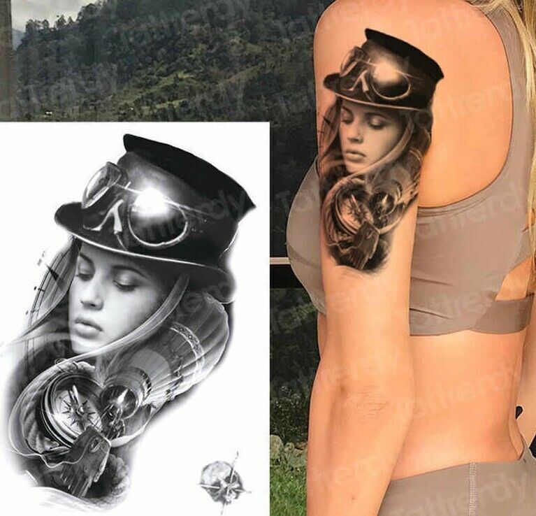 Aviation Pilot Hot Air Balloon Temporary Tattoos Sticker Women Men Fake Arm Leg