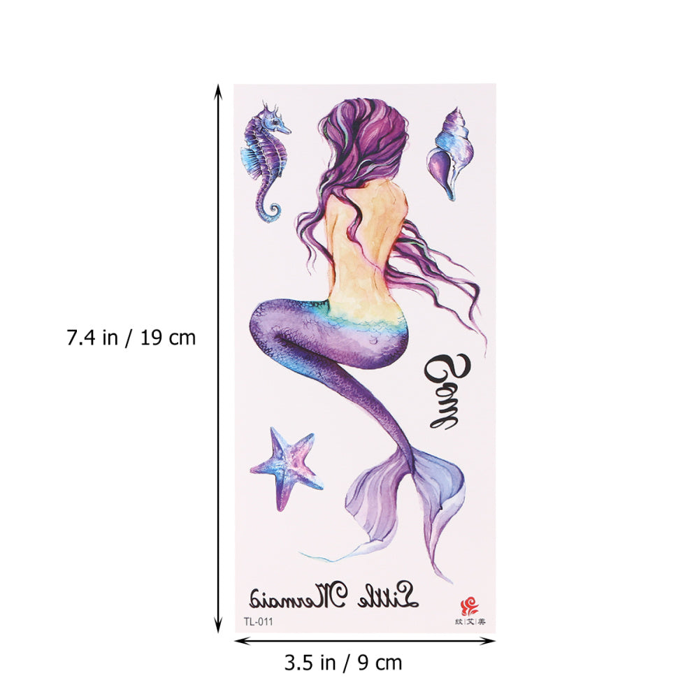 Mermaid Temporary Waterproof Tattoos Womens Fake Sticker Tattoo Chest Arm Leg