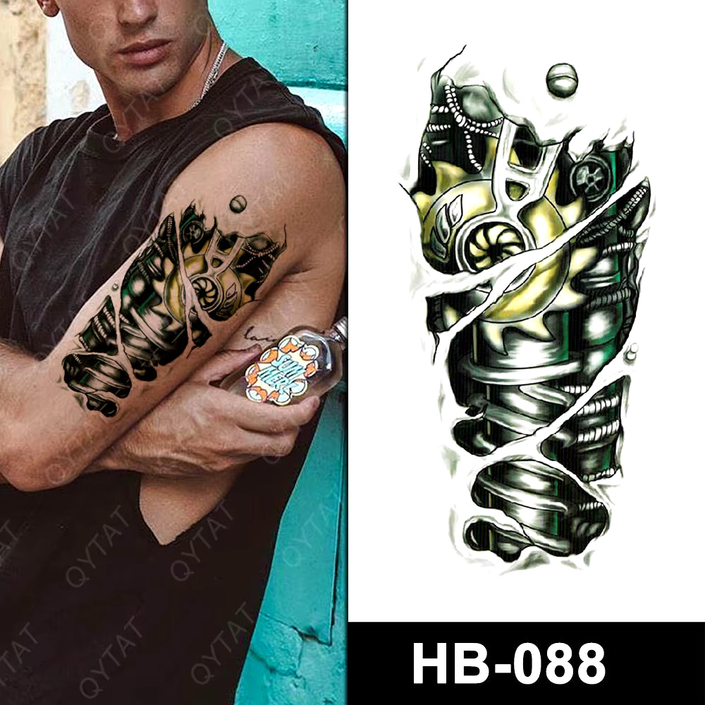 Robot Terminator Temporary Tattoo Steampunk Women Mens Arm machine Tattoos Body