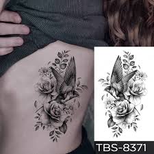 Bird Flowers Temporary Tattoo Fake Sticker Womens Tattoos Arm Leg Waterproof