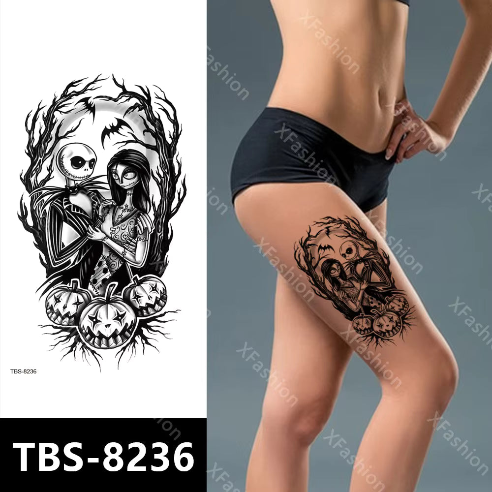 Jack Skellington Nightmare Before Christmas Temporary Waterproof Tattoo Womens