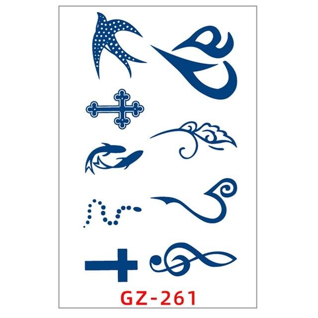 9x Designs SEMI PERMANENT Tattoos Long Lasting Womens Mens Cross Flower Heart ar