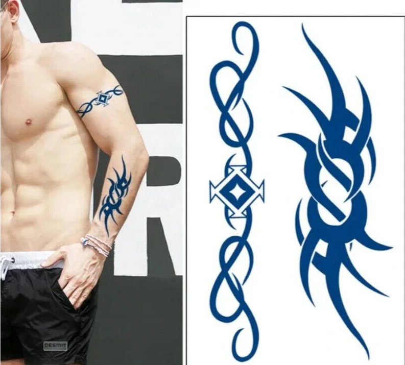 Tribal Band SEMI PERMANENT Temporary Tattoos Long Lasting Womens Mens Waterproof