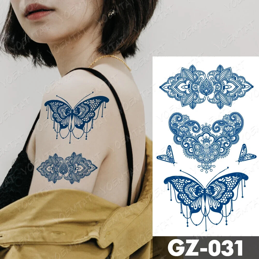 Butterfly Butterflies SEMI PERMANENT Temporary Tattoo Waterproof Womens Arm Body