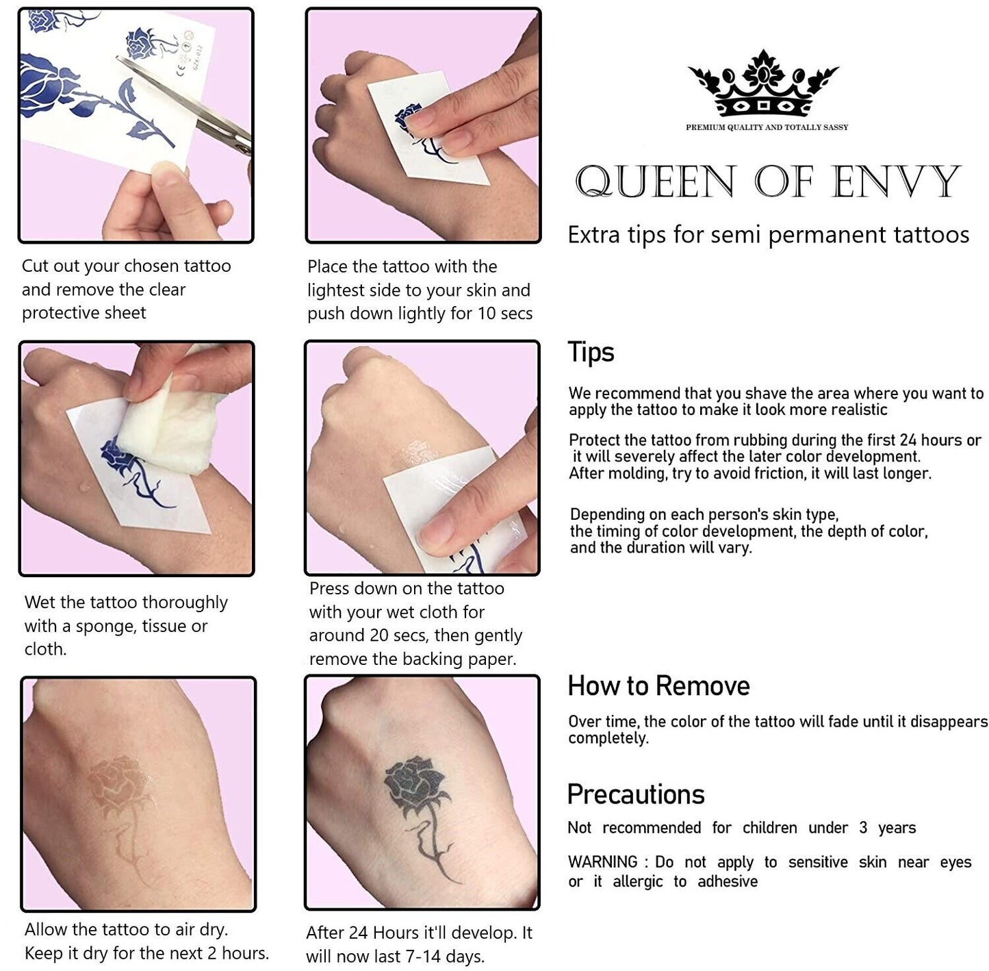 Butterfly Butterflies SEMI PERMANENT Temporary Tattoo Waterproof Womens Arm Body