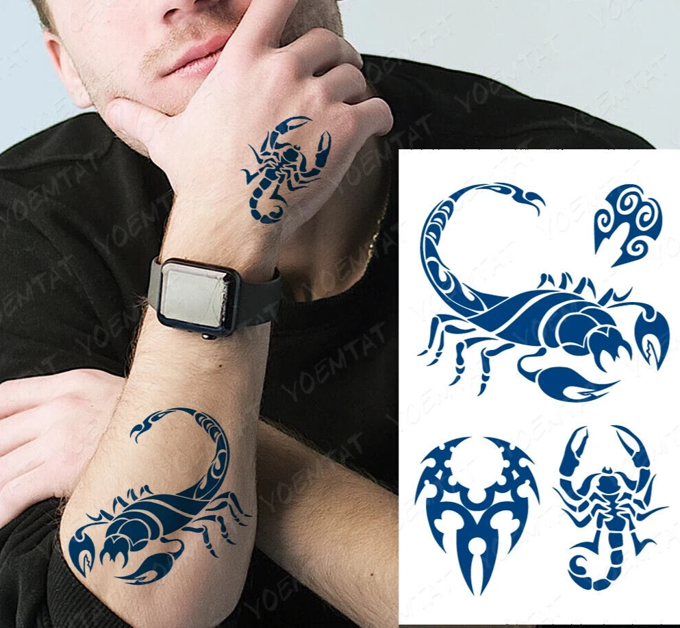 Scorpion SEMI PERMANENT Temporary Tattoos Long Lasting Womens Mens Arm Back