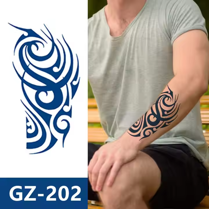 Tribal Arm SEMI PERMANENT Temporary Tattoos Long Lasting Womens Mens Body Leg