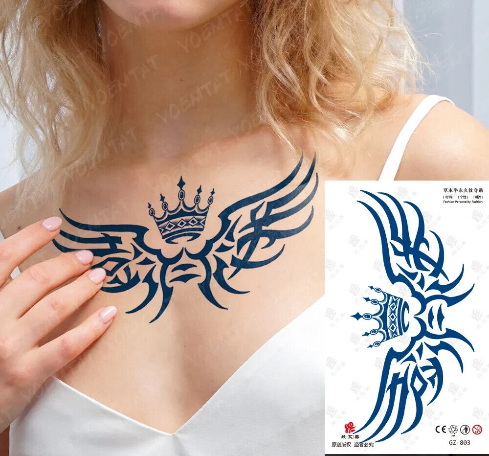 Tribal Band SEMI PERMANENT Temporary Tattoos Waterproof Sternum Womens Body Leg