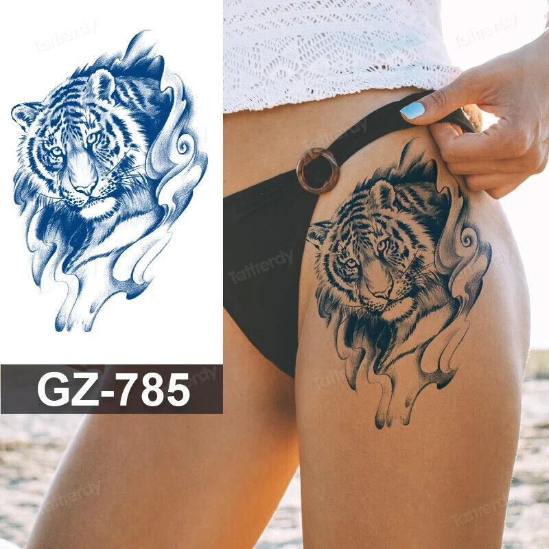 Tiger Sexy SEMI PERMANENT Temporary Tattoos Long Lasting Womens Mens Body Leg