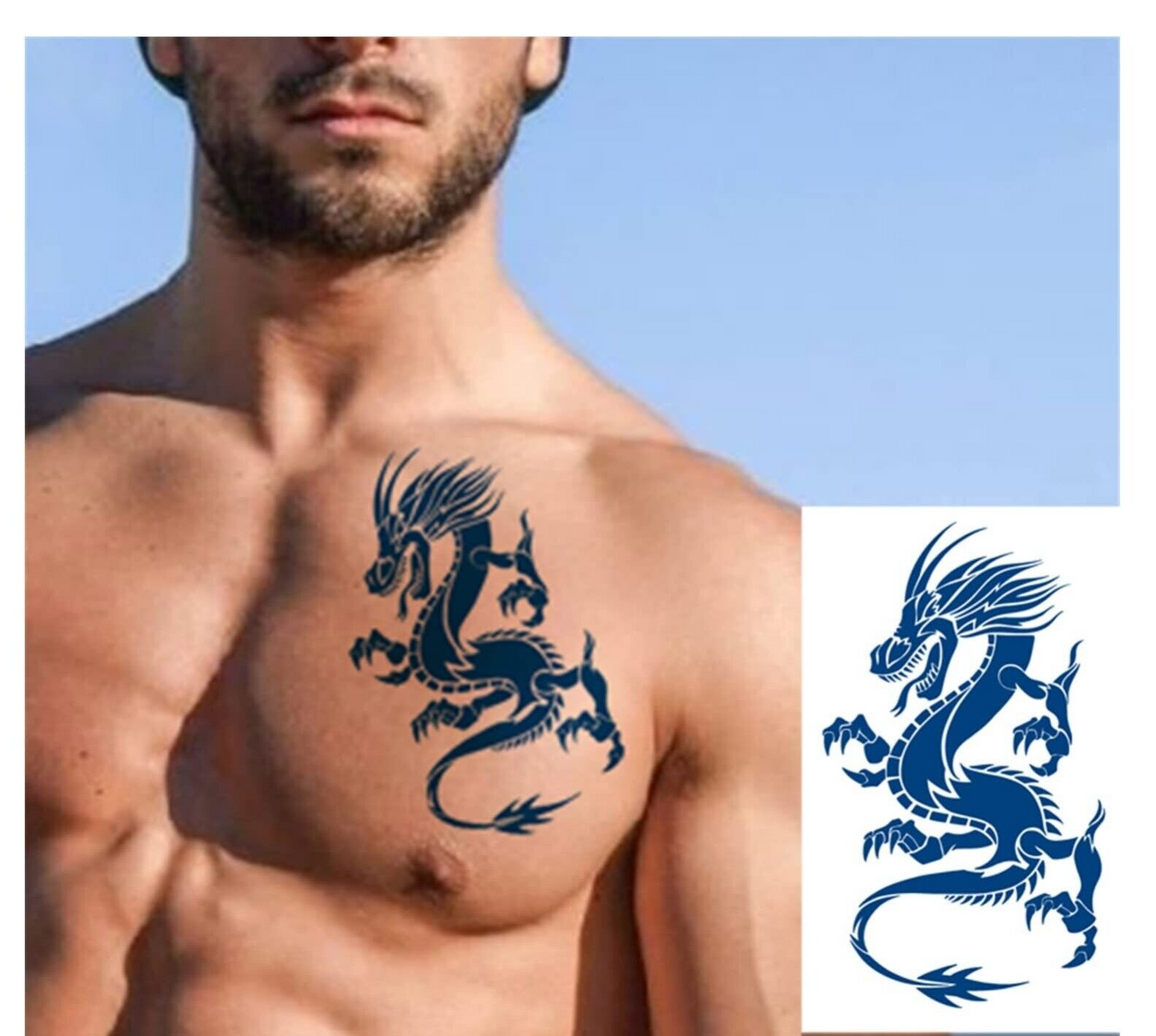 Dragon Semi Permanent Tattoos Mens Womens Waterproof Tattoo Long Lasting Body