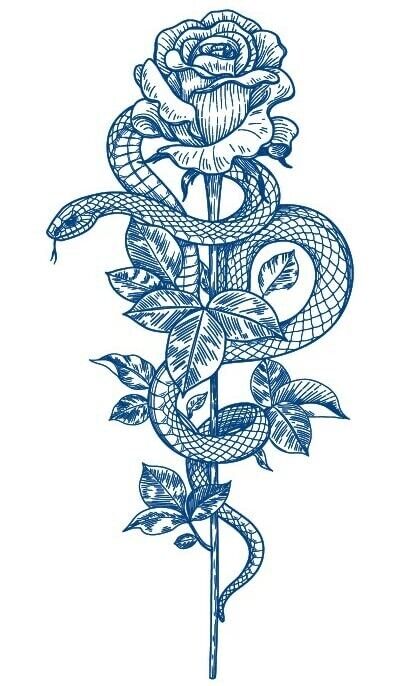 Snake Rose SEMI PERMANENT Temporary Tattoos Womens Mens Waterproof Tattoo Body