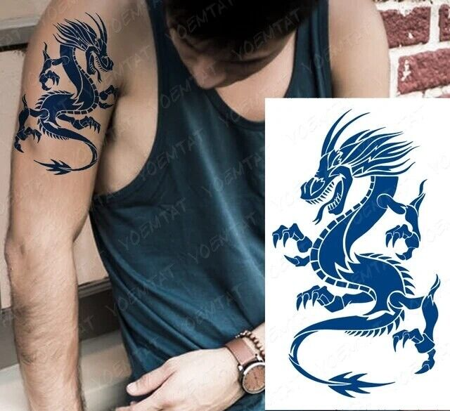 Dragon Semi Permanent Tattoos Mens Womens Waterproof Tattoo Long Lasting Body