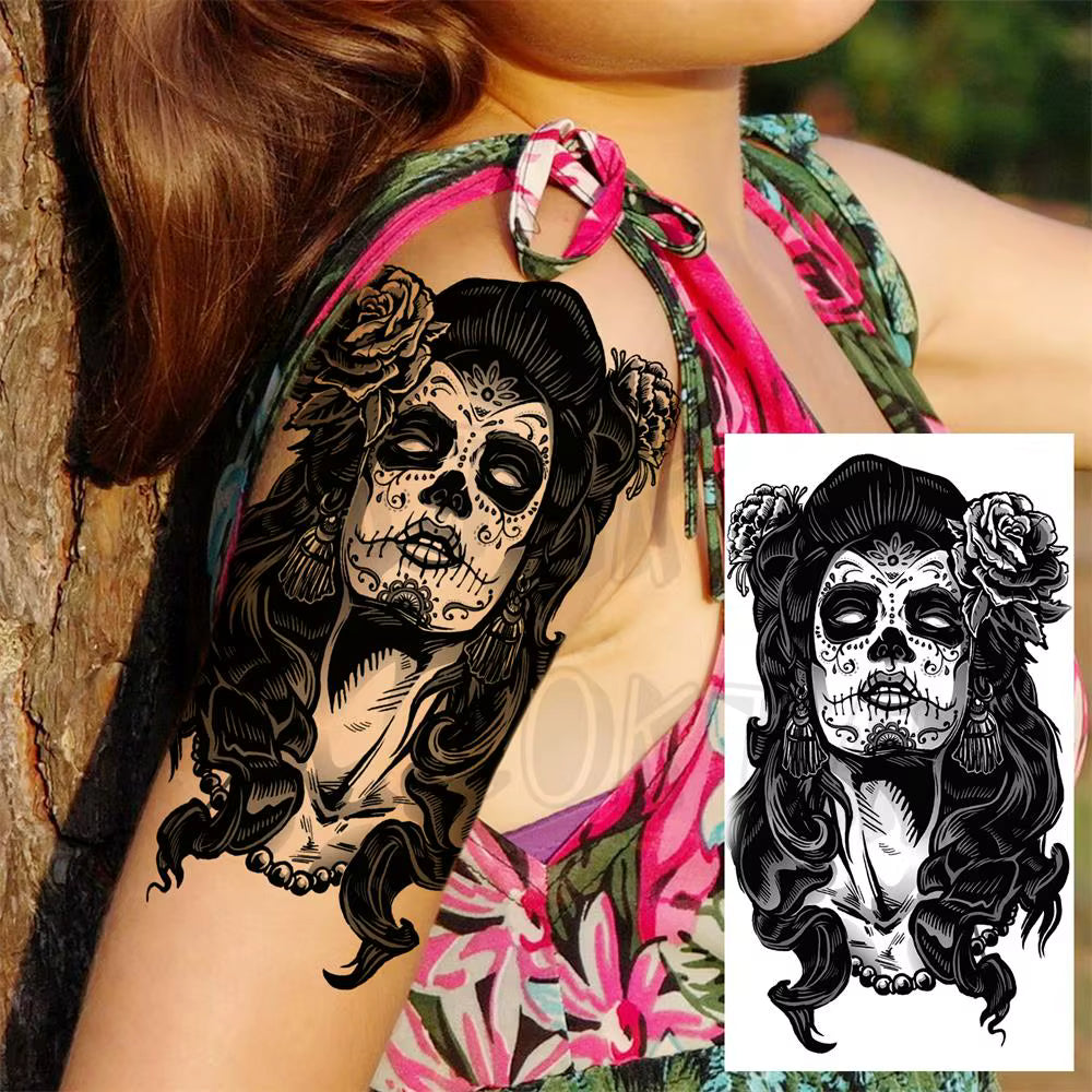 Day of the Dead Temporary Tattoos Sticker Womens Mens Waterproof
