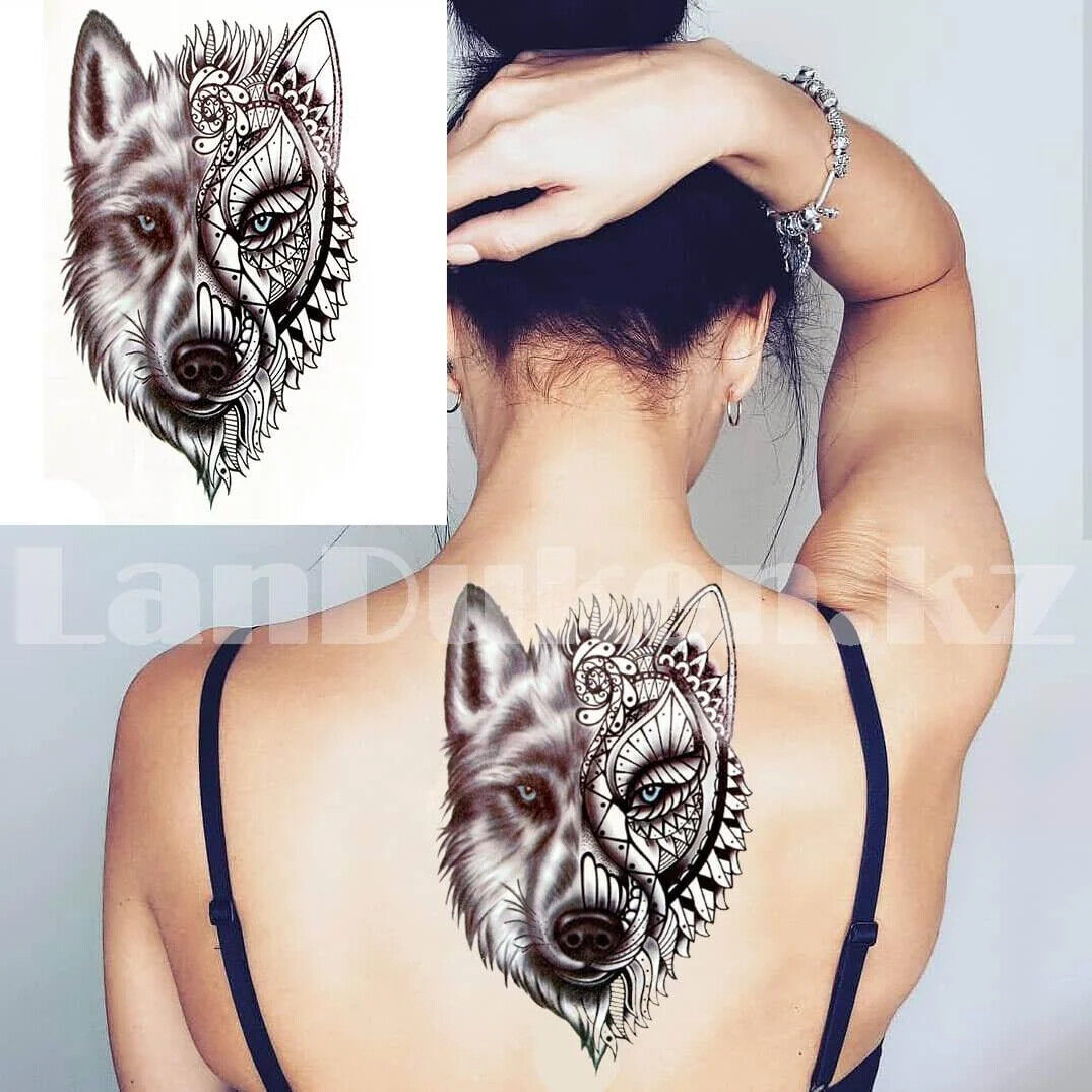 Wolf Temporary Tattoo Sticker Womens Arm Leg Mens Tribal Back Waterproof Tattoos