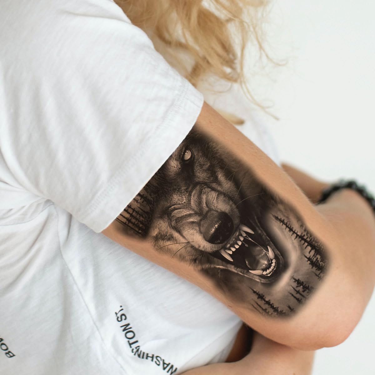 Fierce Wolf Temporary Tattoo waterproof Sticker Womens Mens Tattoos Arm Leg