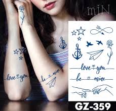 Small Love Star Rose SEMI PERMANENT Temporary Tattoos Long Lasting Womens Mens