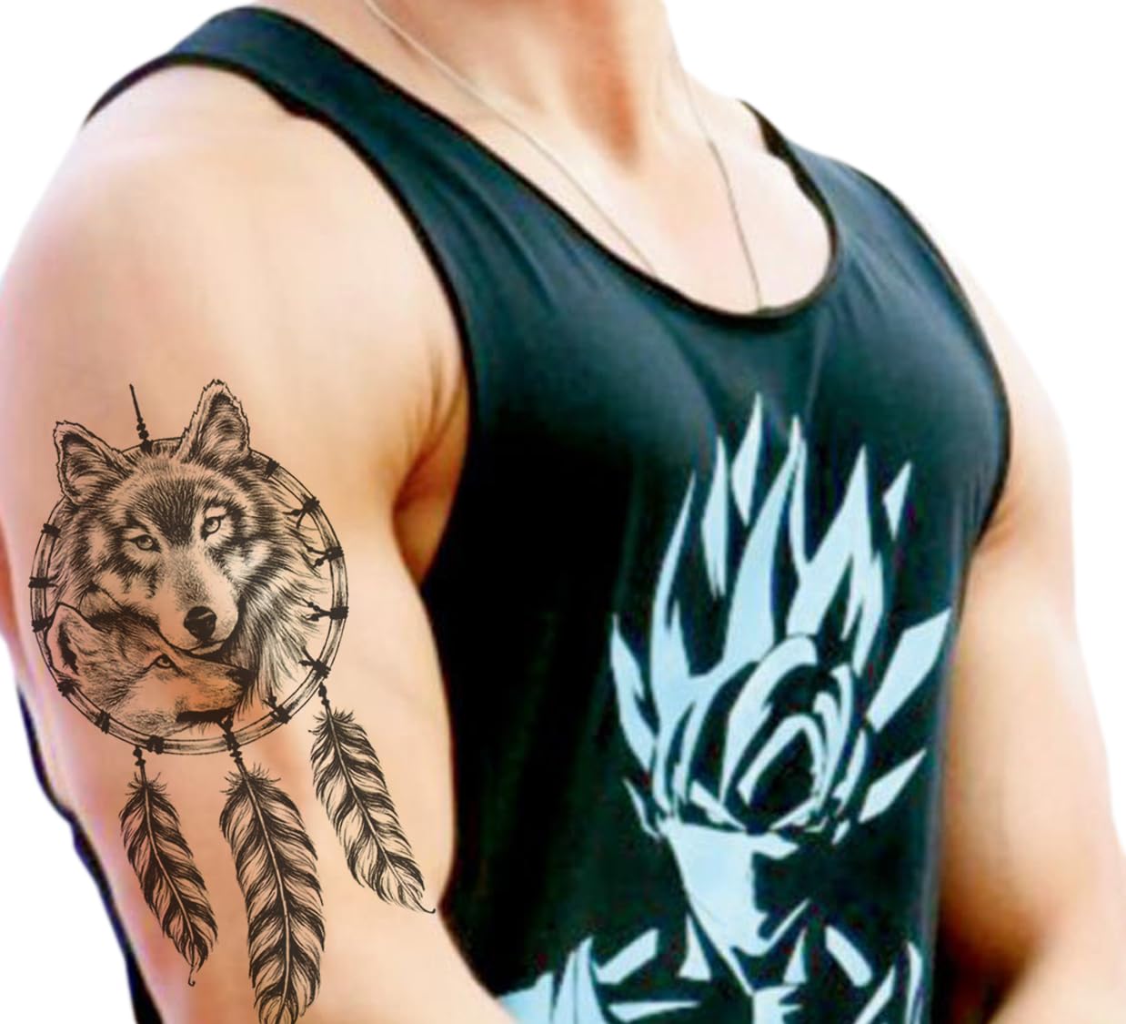 Mother Baby Wolf Dreamcatcher Womens Temporary Tattoo Fake Sticker Women Mens