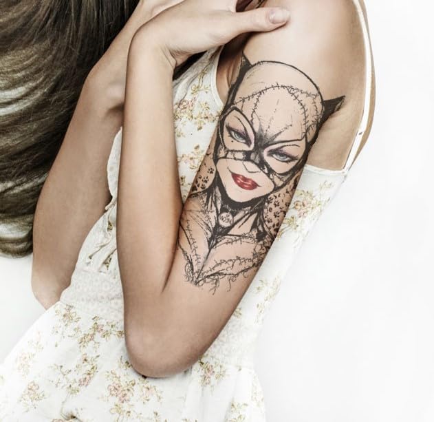 Halloween Cat Woman Tattoo Temporary Tattoos Mens Womens Fake Sticker Batman