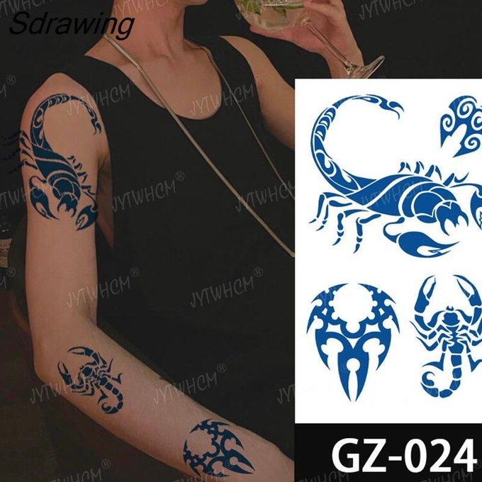 Scorpion SEMI PERMANENT Temporary Tattoos Long Lasting Womens Mens Arm Back