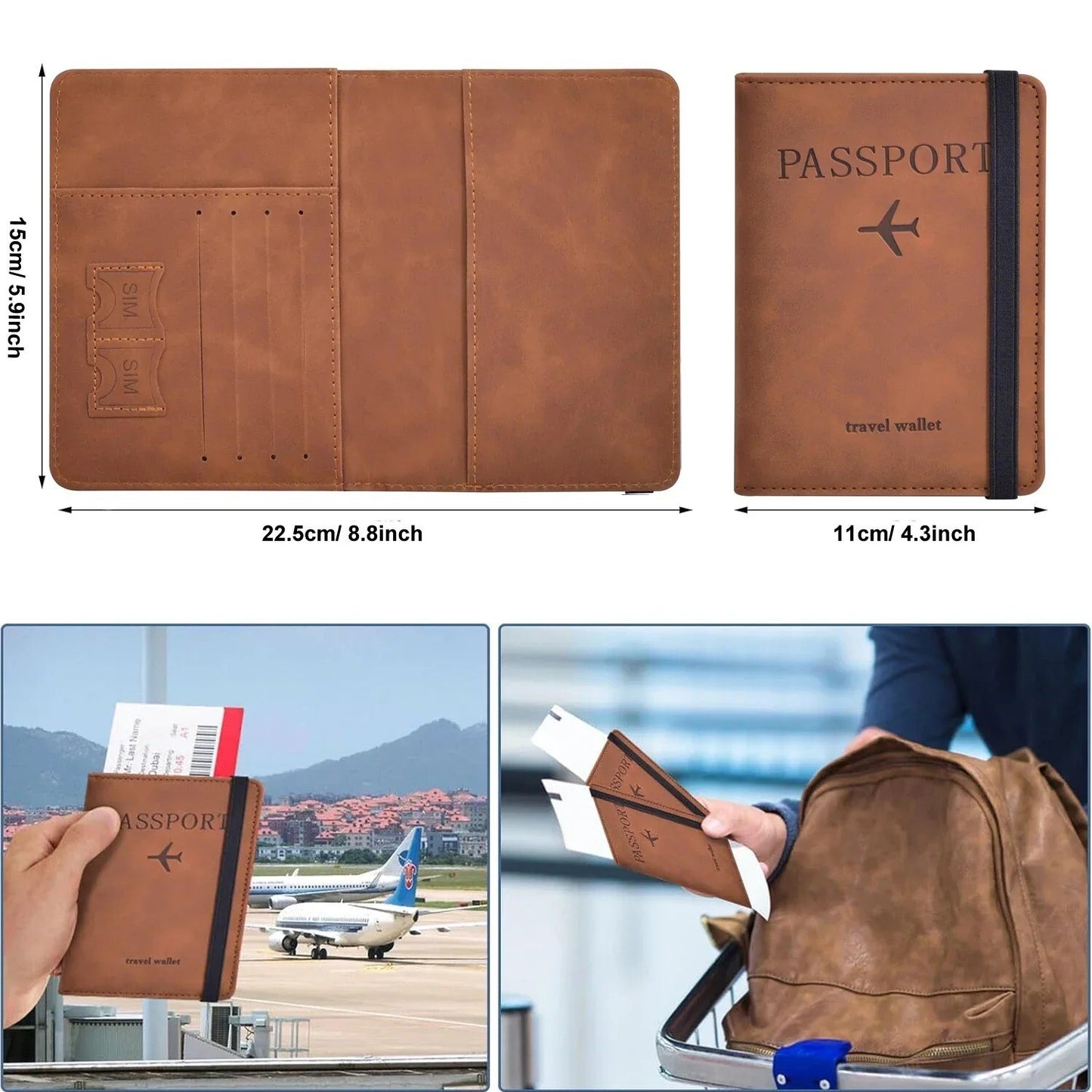 RFID Passport Holder Travel Wallet Passport Organiser Cover Cards PU Leather