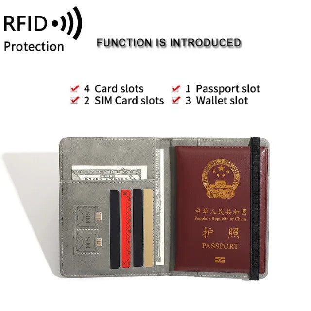 RFID Passport Holder Travel Wallet Passport Organiser Cover Cards PU Leather