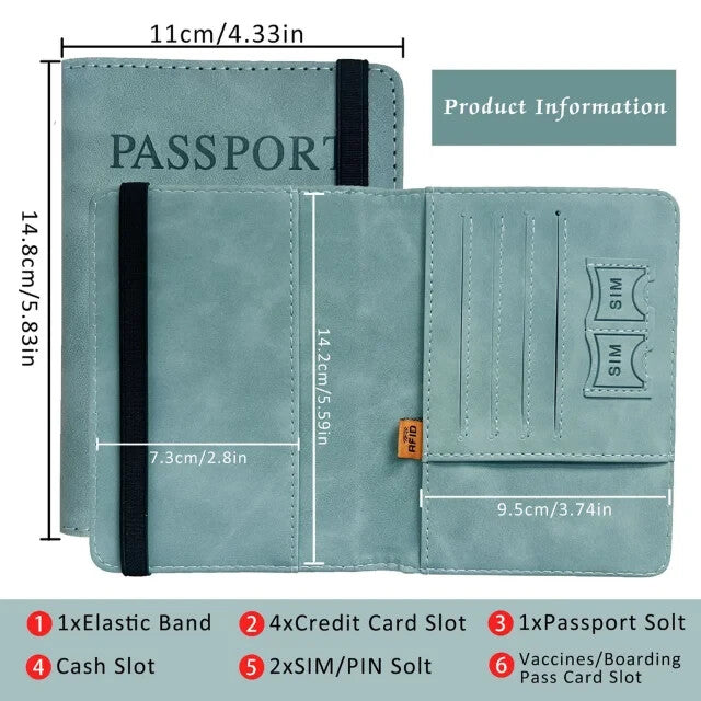 RFID Passport Holder Travel Wallet Passport Organiser Cover Cards PU Leather