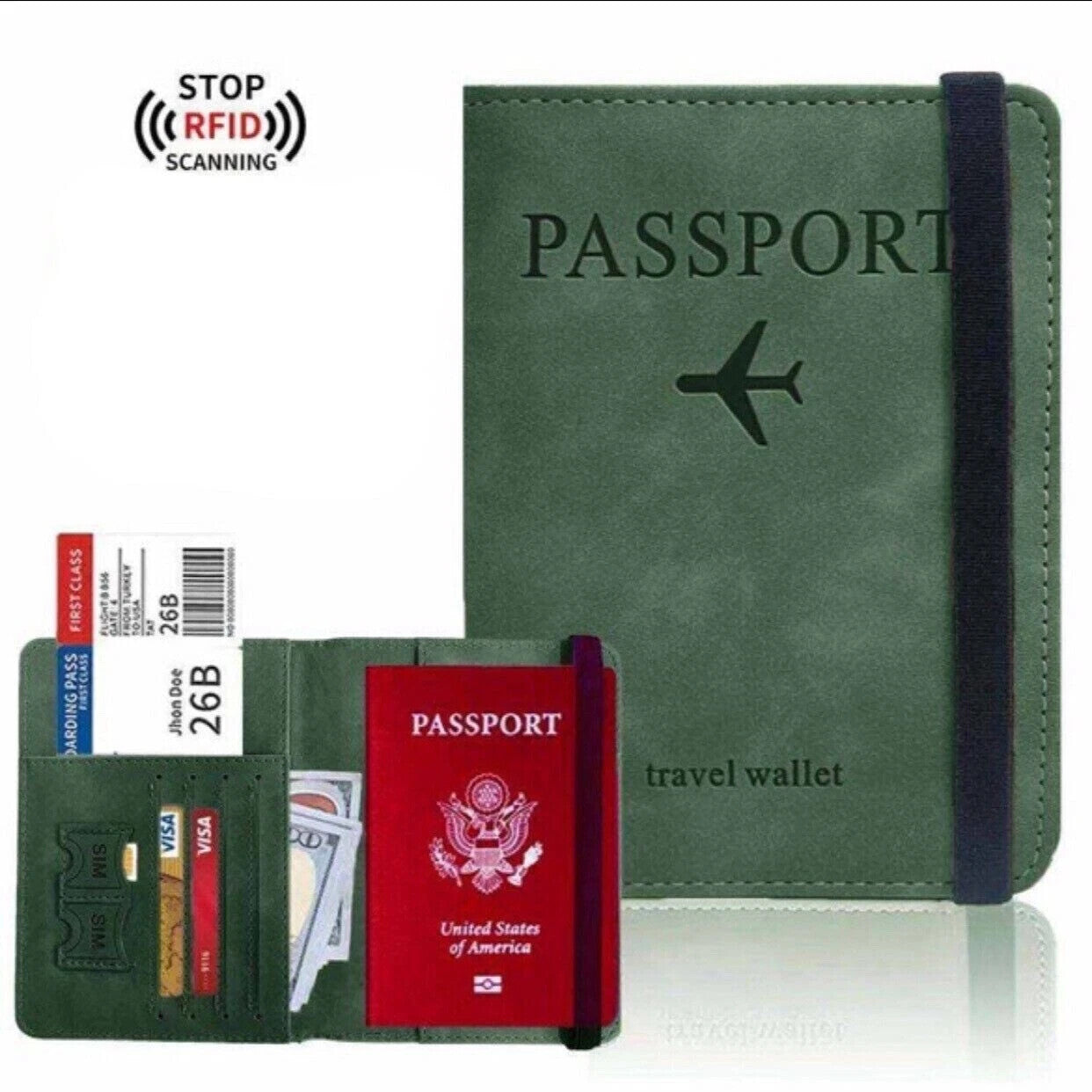 RFID Passport Holder Travel Wallet Passport Organiser Cover Cards PU Leather