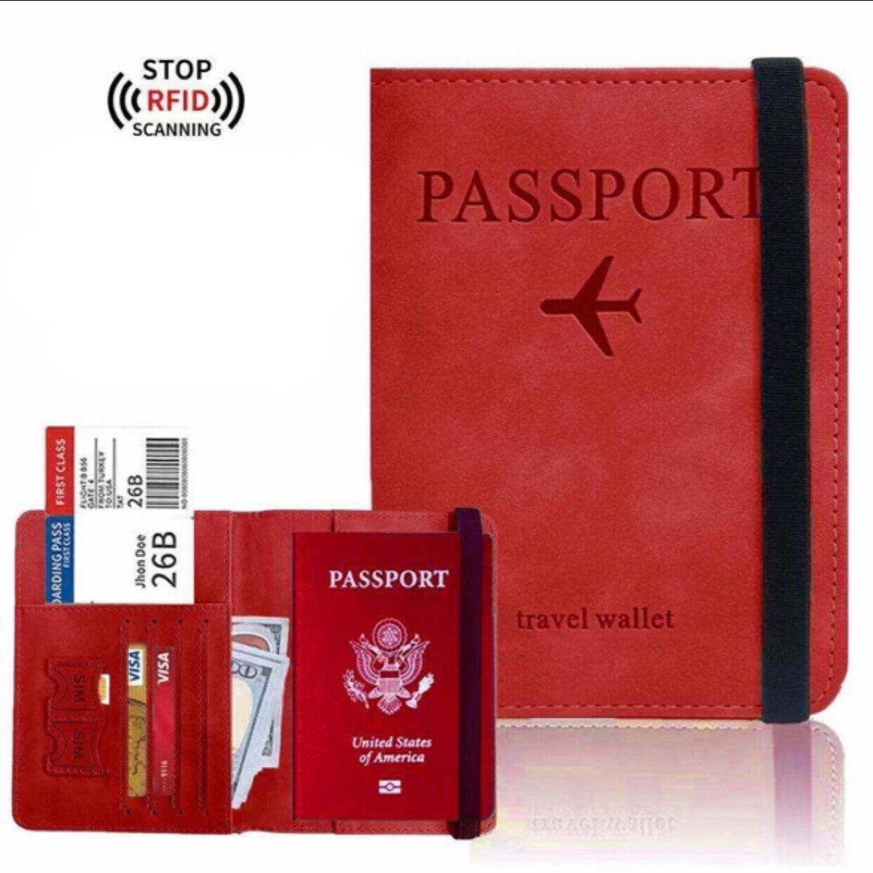 RFID Passport Holder Travel Wallet Passport Organiser Cover Cards PU Leather