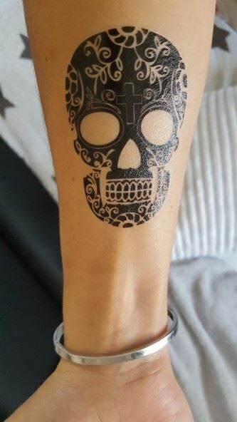 Day of the Dead Skull Temporary Tattoos Women Mens Kids Fake Sticker Arm Halloween
