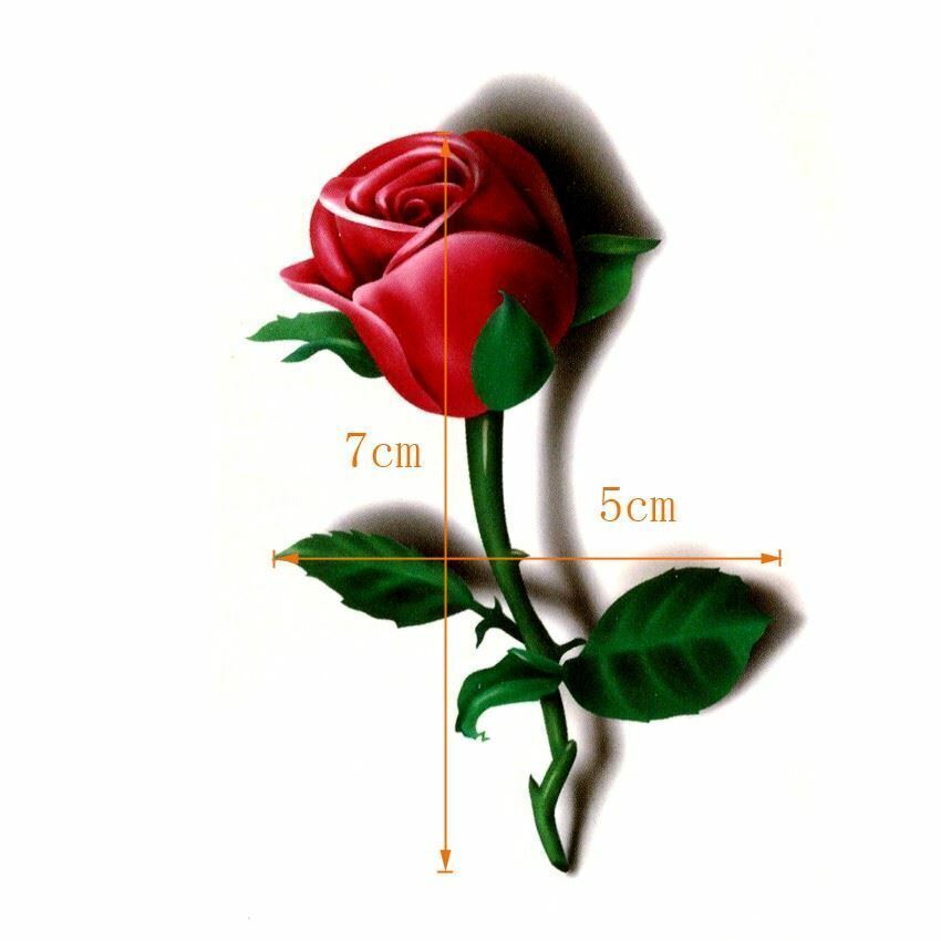 3D Rose Red Roses Flower Tattoos Womens Tattoo Fake Sticker Waterproof