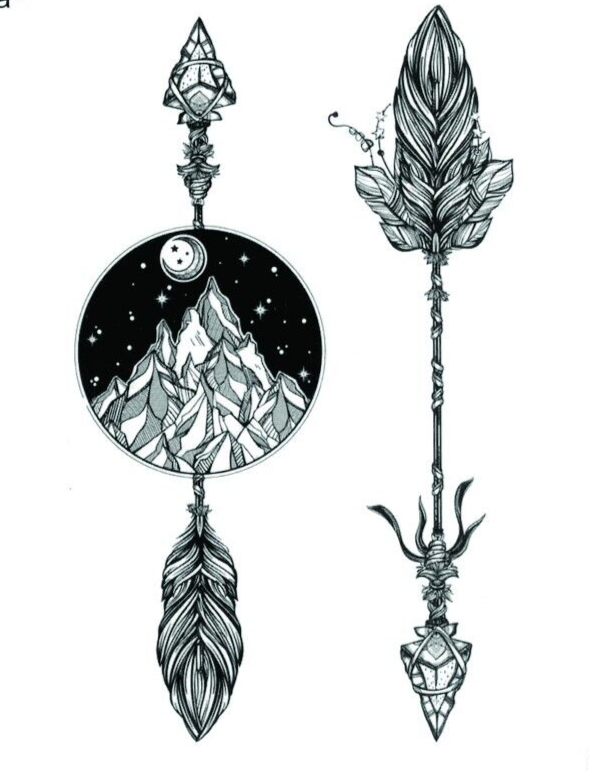 Feather Arrow Waterproof Mens Womens Temporary Tattoo Fake Stickers Arm Neck