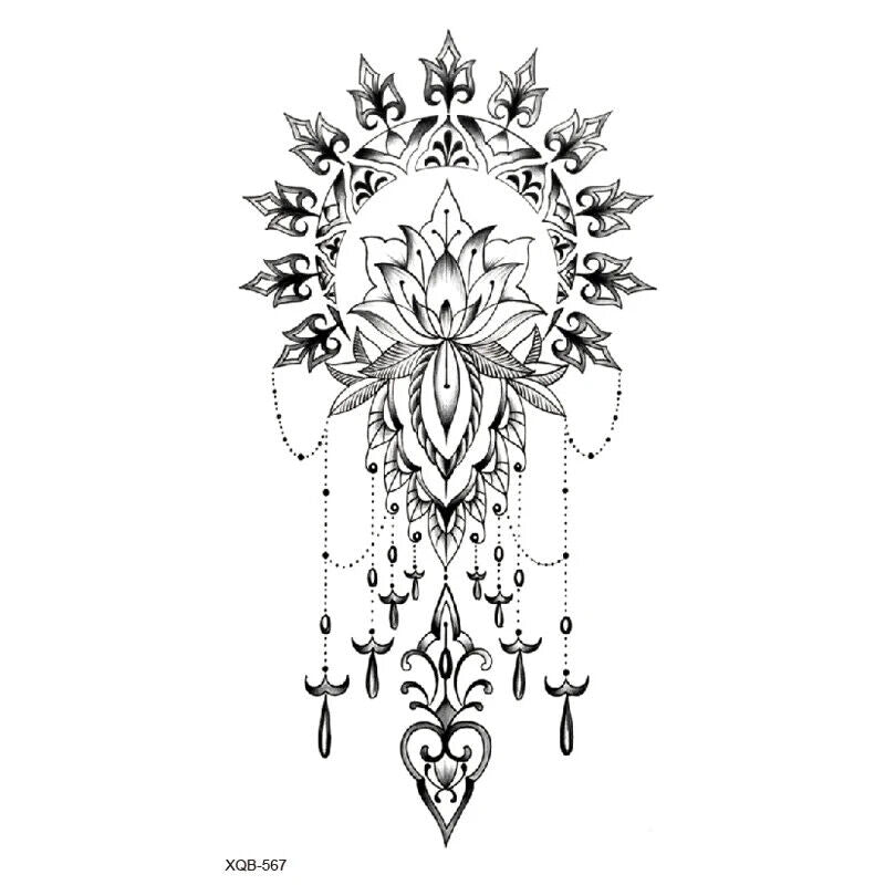 Lotus Flower Temporary Tattoo Waterproof Fake Sticker Womens Arm Leg Thigh Chest