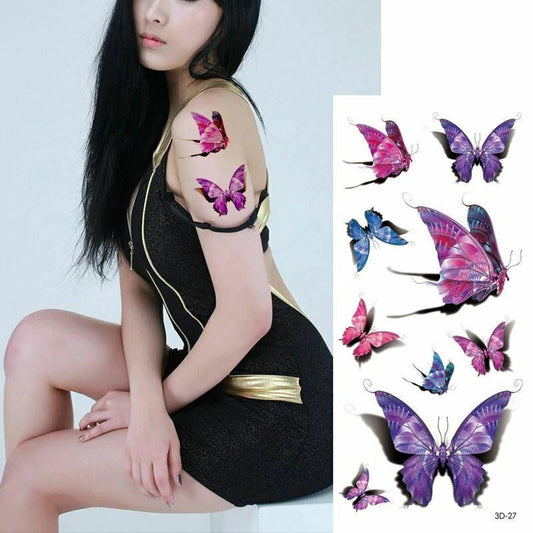 Purple Butterflies Temporary Tattoos Sticker Women Men Waterproof tattoo