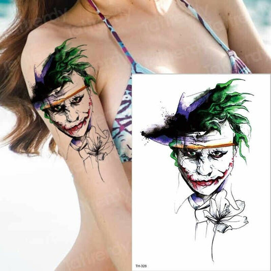 Joker Batman Temporary Tattoo Sticker Heath Ledger Womens Mens Tattoos Arm