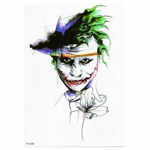 Joker Batman Temporary Tattoo Sticker Heath Ledger Womens Mens Tattoos Arm