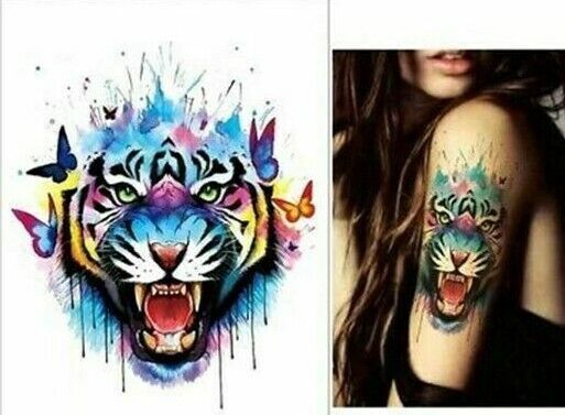 Tiger Butterflies Temporary Tattoos Sticker Womens Tattoo Waterproof Fake Arm