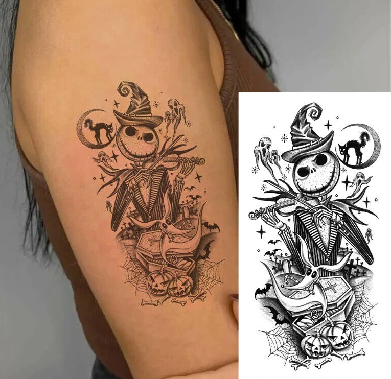 Jack Skellington Temporary Tattoo Nightmare Before Christmas Fake Tattoos Womens