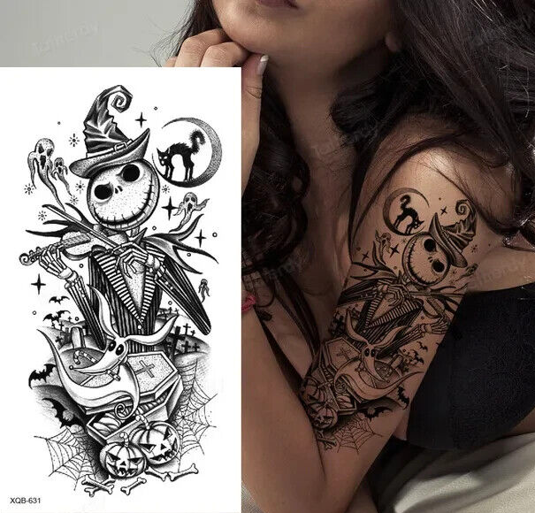 Jack Skellington Temporary Tattoo Nightmare Before Christmas Fake Tattoos Womens