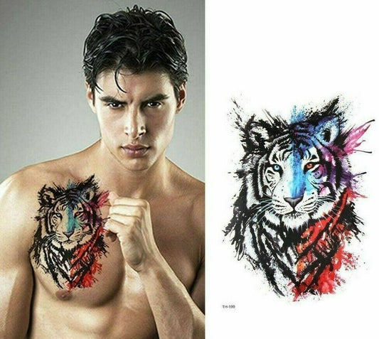 Tiger Temporary Tattoos Womens Mens Press on Fake Arm Leg Waterproof Tattoos