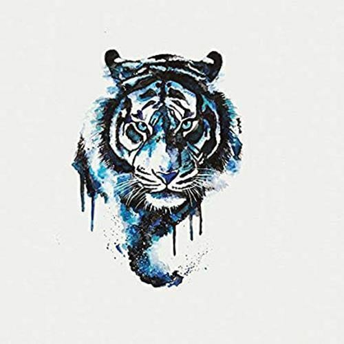 Blue Tiger Temporary Tattoo Sleeve Women Mens Waterproof Tattoos Fake Sticker