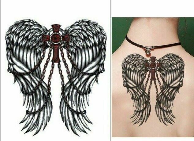 Angel Feather Wings Tattoo Temporary Waterproof Tattoos Sleeve Womens Chains