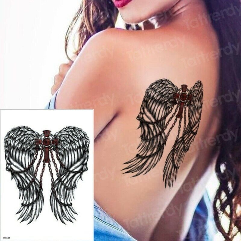 Angel Feather Wings Tattoo Temporary Waterproof Tattoos Sleeve Womens Chains