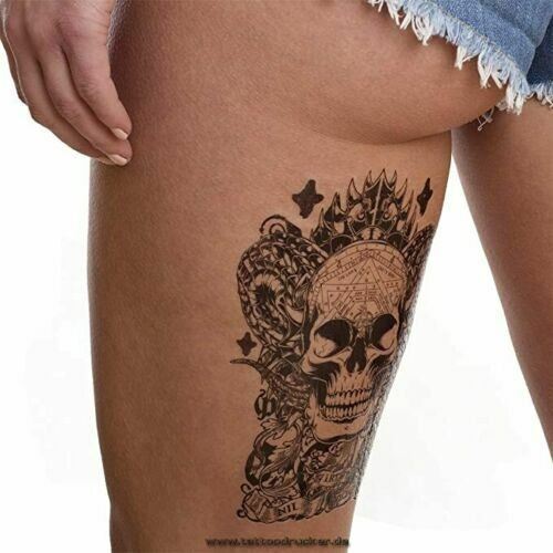 Skull Temporary Tattoo Waterproof Tattoos Womens Mens Sticker Devil Horns