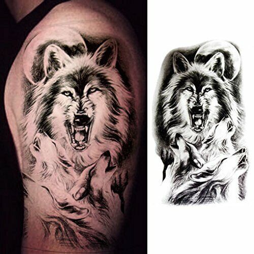 Wolf Moon Temporary Waterproof Tattoos Sleeve Women Mens Fake Sticker Transfer