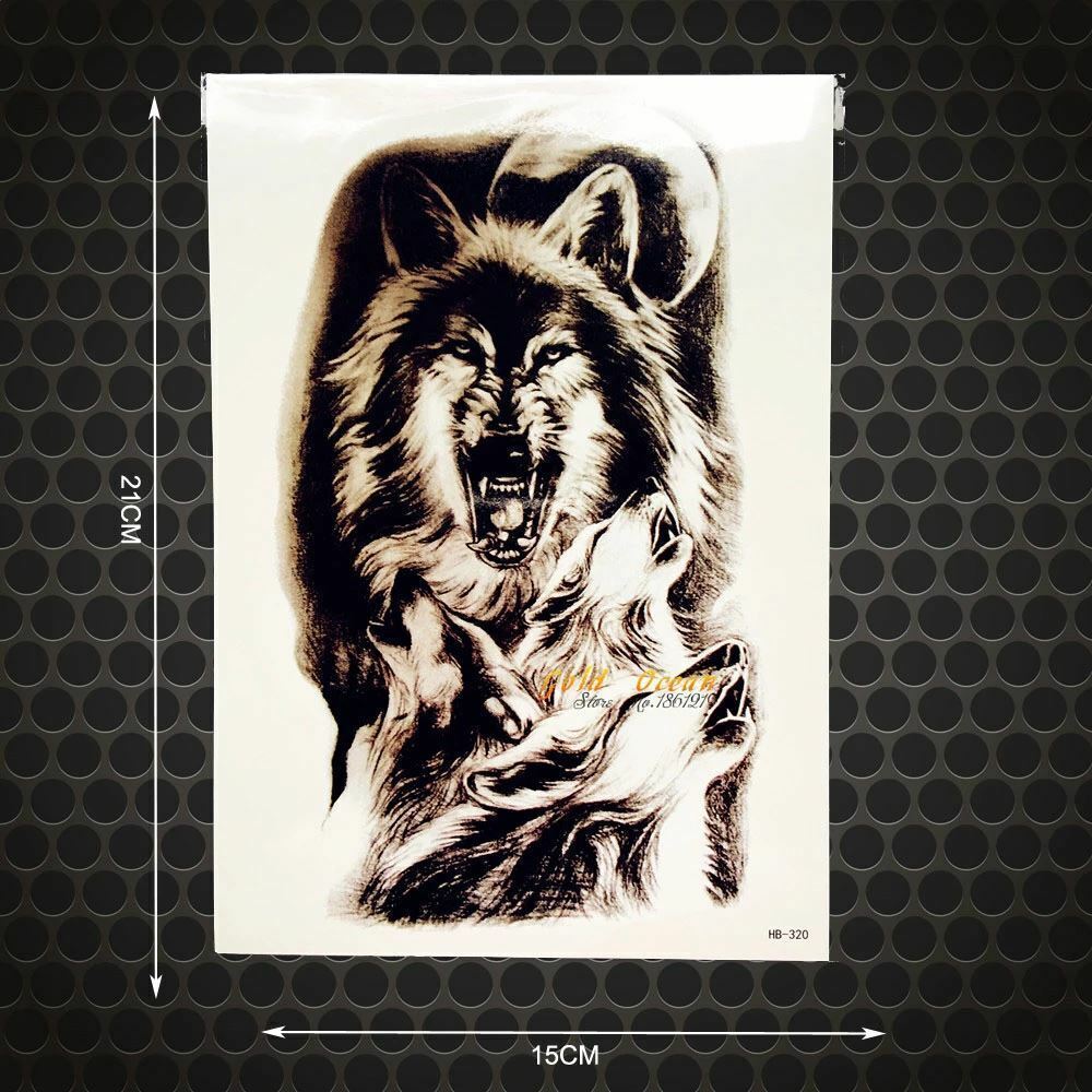 Wolf Moon Temporary Waterproof Tattoos Sleeve Women Mens Fake Sticker Transfer