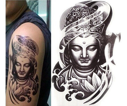 Buddha Temporary Tattoos Waterproof Sleeve Womens Mens Fake Sticker budda