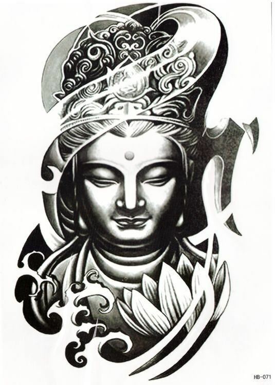 Buddha Temporary Tattoos Waterproof Sleeve Womens Mens Fake Sticker budda
