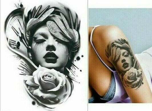 Sexy Rose Womans Temporary Tattoos Waterproof tattoo Mens Fake Sticker Arm Leg
